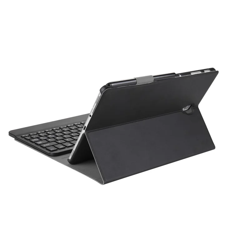 Detachable Bluetooth-compatible Keyboard PU Leather Protection Cover Case for Samsung Galaxy Tab A 10.5 (2018) T590 T595 - Black