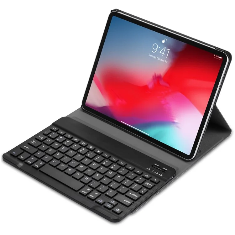 Detachable Wireless Bluetooth-compatible Keyboard Leather Case for iPad Pro 11-inch (2018) - Black