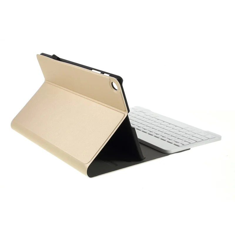 Funda de cuero PU con teclado Bluetooth desmontable magnético para Samsung Galaxy Tab A 10.1 (2019) T510/T515, 2 en 1 con líneas de oveja fina - Dorado