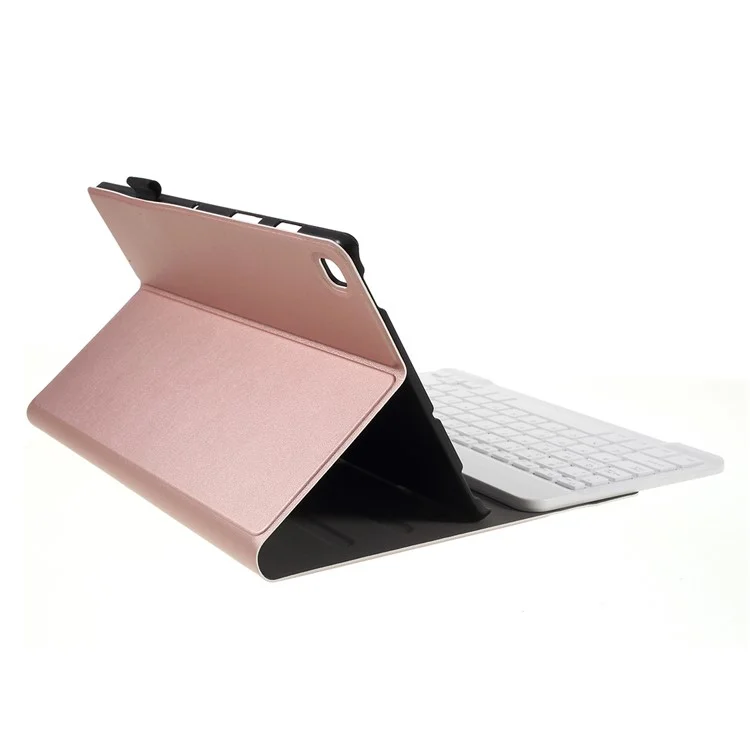 Movable Smart Bluetooth Keyboard Leather Stand Case for Samsung Galaxy Tab S5e SM-T720/SM-T725 - Rose Gold