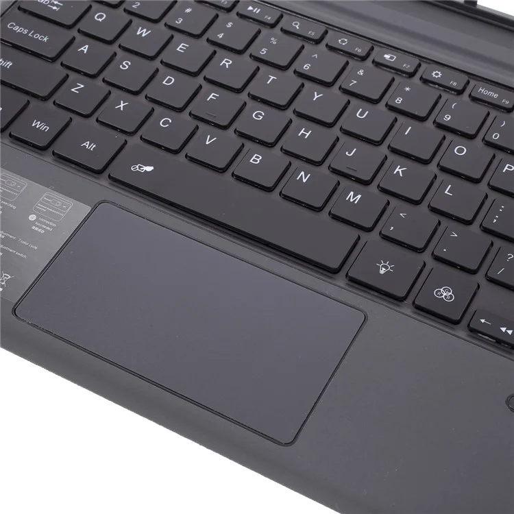 Ultra-Slim PU Leather Magnetic Wireless Bluetooth-compatible Keyboard with Trackpad for Surface Pro 6 / 5 / 4 / 3 - Dark Grey