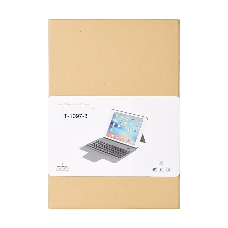 2 in 1 Bluetooth-compatible Keyboard with Stand Leather Tablet Shell for iPad 9.7 -inch (2018) (2017)/Air 2/Air (2013) - Black