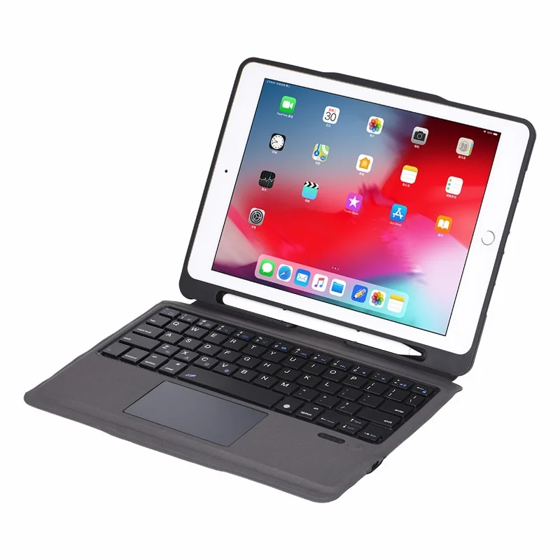 T-205 Detachable Bluetooth-compatible Keyboard + TPU Tablet Casing for iPad 9.7-inch (2018) (2017)/iPad Air 2/Air (2013), Etc - Black