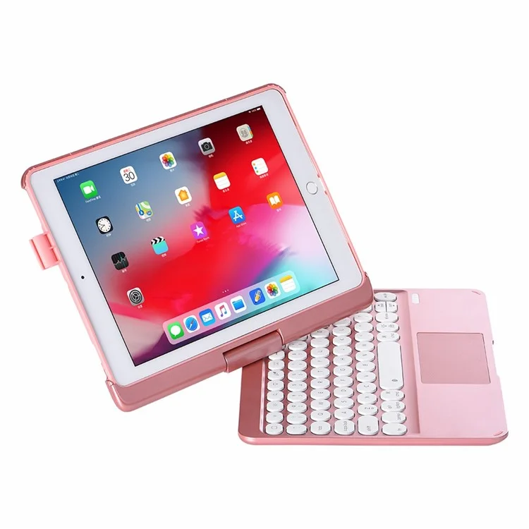 Q5 Rotatable Detachable Bluetooth-compatible Keyboard Stand Case for iPad 9.7-inch (2018)/Air (2013)/Air 2/Pro 9.7 inch (2016) - Rose Gold
