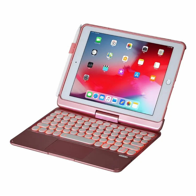 Q5 Rotatable Detachable Bluetooth-compatible Keyboard Stand Case for iPad 9.7-inch (2018)/Air (2013)/Air 2/Pro 9.7 inch (2016) - Rose Gold