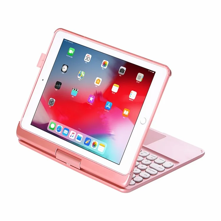 Q5 Rotatable Detachable Bluetooth-compatible Keyboard Stand Case for iPad 9.7-inch (2018)/Air (2013)/Air 2/Pro 9.7 inch (2016) - Rose Gold
