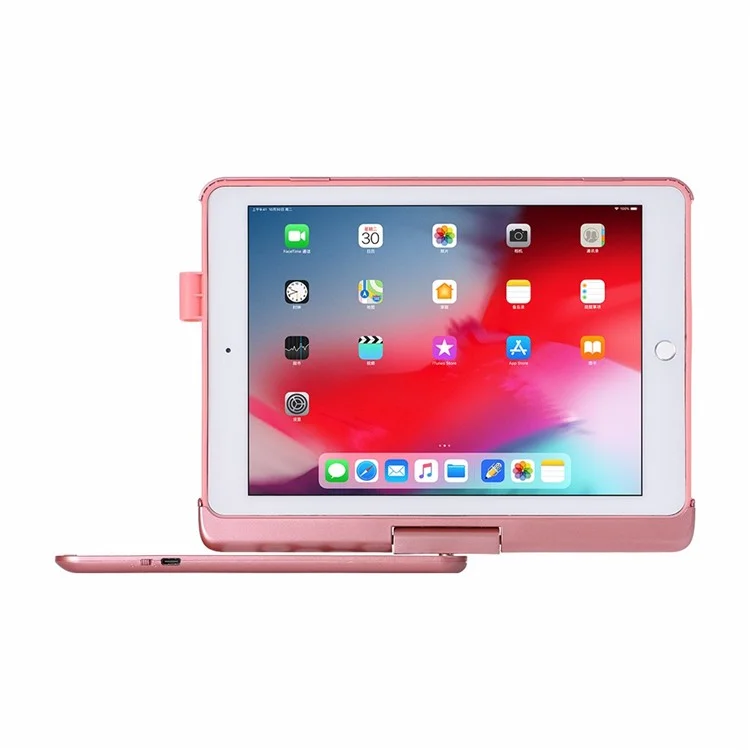 Q5 Rotatable Detachable Bluetooth-compatible Keyboard Stand Case for iPad 9.7-inch (2018)/Air (2013)/Air 2/Pro 9.7 inch (2016) - Rose Gold