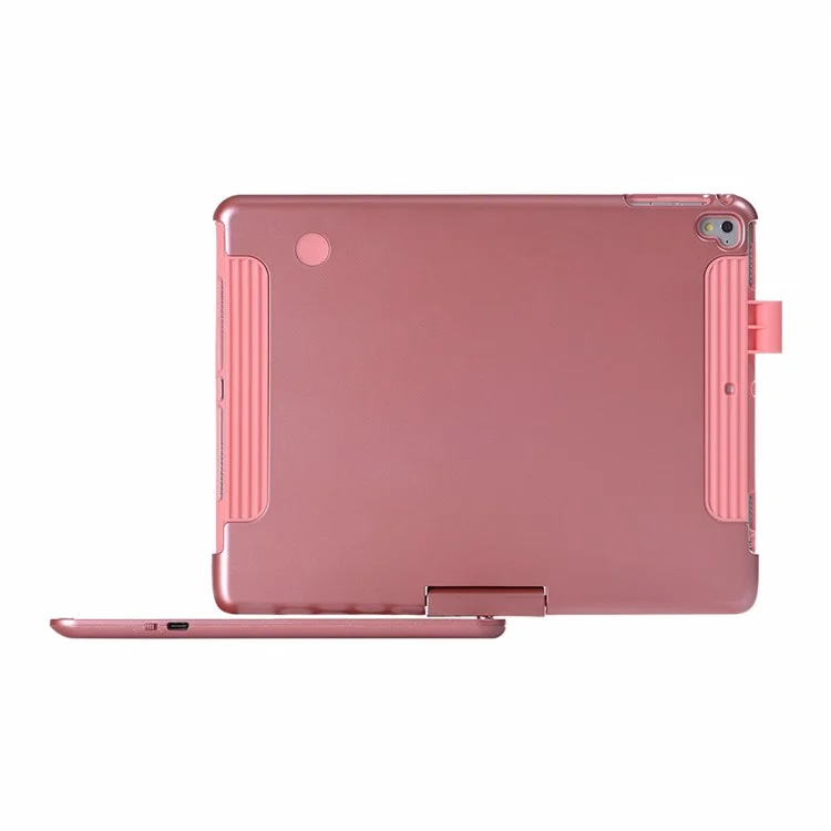 Q5 Rotatable Detachable Bluetooth-compatible Keyboard Stand Case for iPad 9.7-inch (2018)/Air (2013)/Air 2/Pro 9.7 inch (2016) - Rose Gold