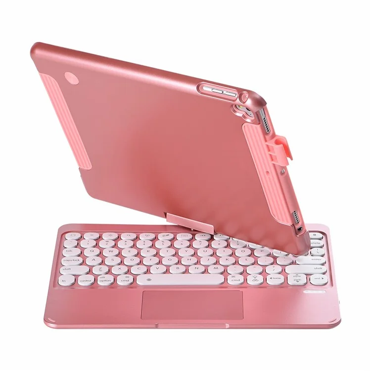 Q5 Rotatable Detachable Bluetooth-compatible Keyboard Stand Case for iPad 9.7-inch (2018)/Air (2013)/Air 2/Pro 9.7 inch (2016) - Rose Gold