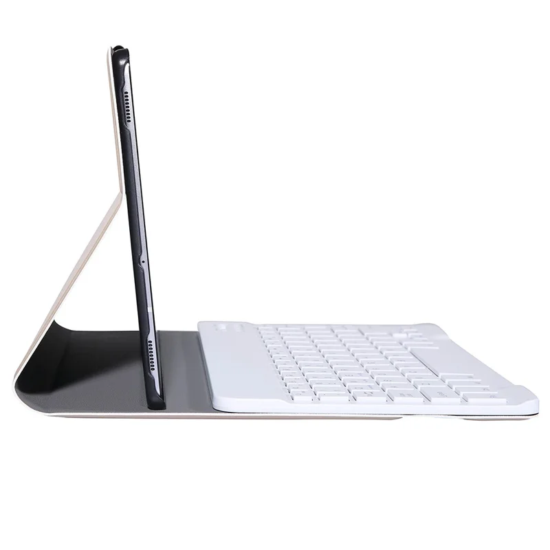 لوحة مفاتيح بلوتوث متوافقة 2 في 1 مع غطاء واقي من الجلد بحامل لهاتف Samsung Galaxy Tab S6 Lite (2020) P610 P615 / (2022) / (2024) - ذهبي