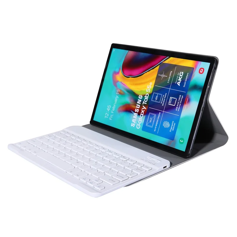 لوحة مفاتيح بلوتوث متوافقة 2 في 1 مع غطاء واقي من الجلد بحامل لهاتف Samsung Galaxy Tab S6 Lite (2020) P610 P615 / (2022) / (2024) - ذهبي