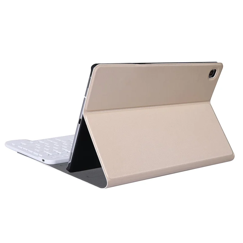 لوحة مفاتيح بلوتوث متوافقة 2 في 1 مع غطاء واقي من الجلد بحامل لهاتف Samsung Galaxy Tab S6 Lite (2020) P610 P615 / (2022) / (2024) - ذهبي