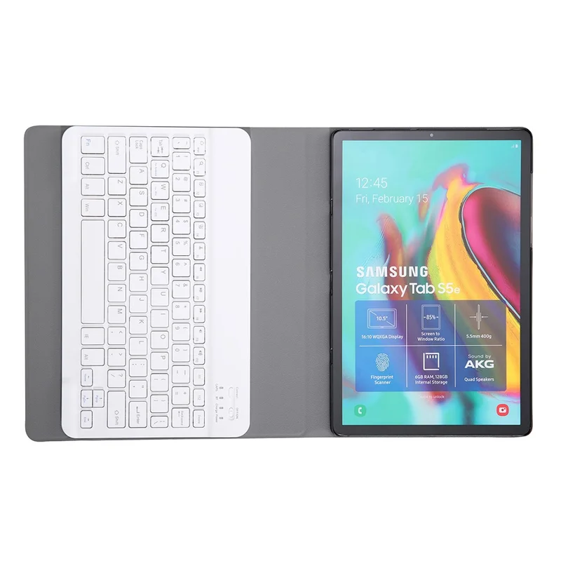 لوحة مفاتيح بلوتوث متوافقة 2 في 1 مع غطاء واقي من الجلد بحامل لهاتف Samsung Galaxy Tab S6 Lite (2020) P610 P615 / (2022) / (2024) - ذهبي