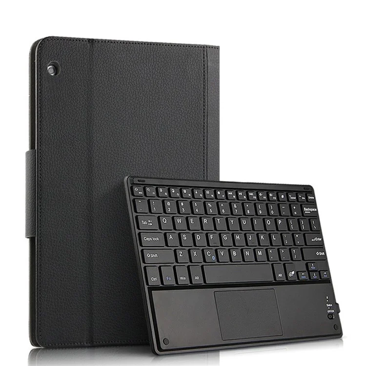 AJIUYU for Lenovo Tab M10 TB-X605F Wireless Touch Bluetooth-compatible Keyboard Leather Case - Black