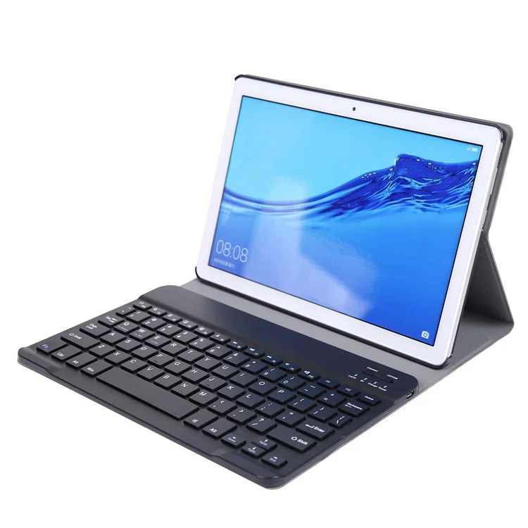 Clavier Bluetooth de Tablette Détachable A0T5 Avec Étui en Cuir Pour Huawei Honor Pad 5 10.1 / Mediapad T5 10.1 - le Noir