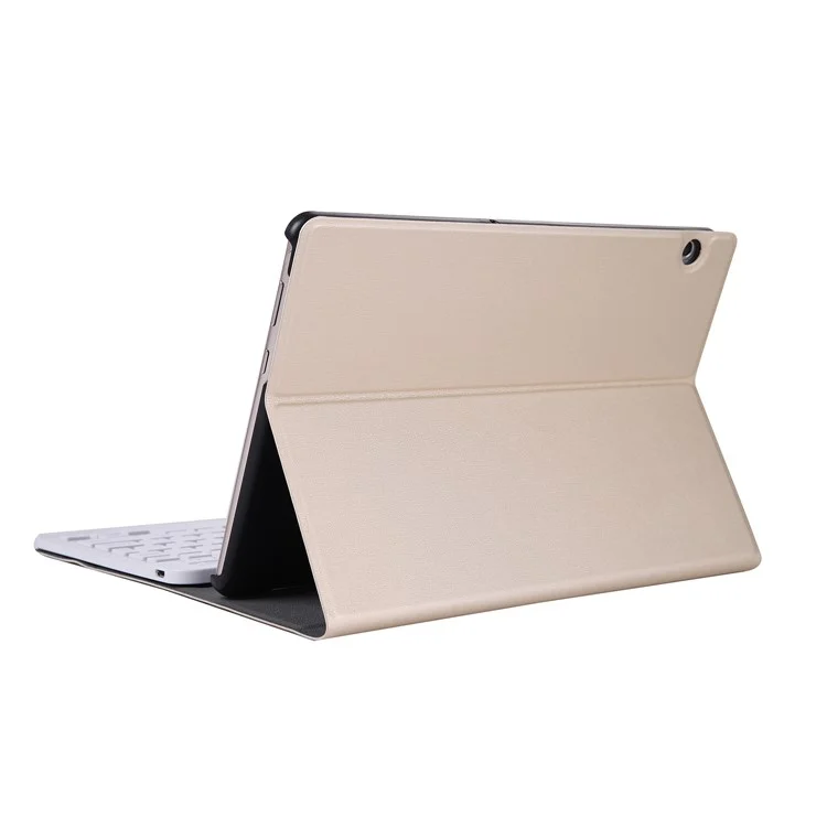 A0T5 Detachable Backlight Bluetooth-compatible Keyboard with Leather Case for Huawei Honor Pad 5 10.1/MediaPad T5 10.1 - Gold