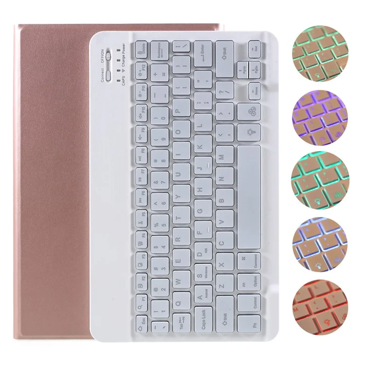 Bluetooth Backlight Keyboard Stand Case Para Lenovo Tab M10 Plus - Oro Rosa