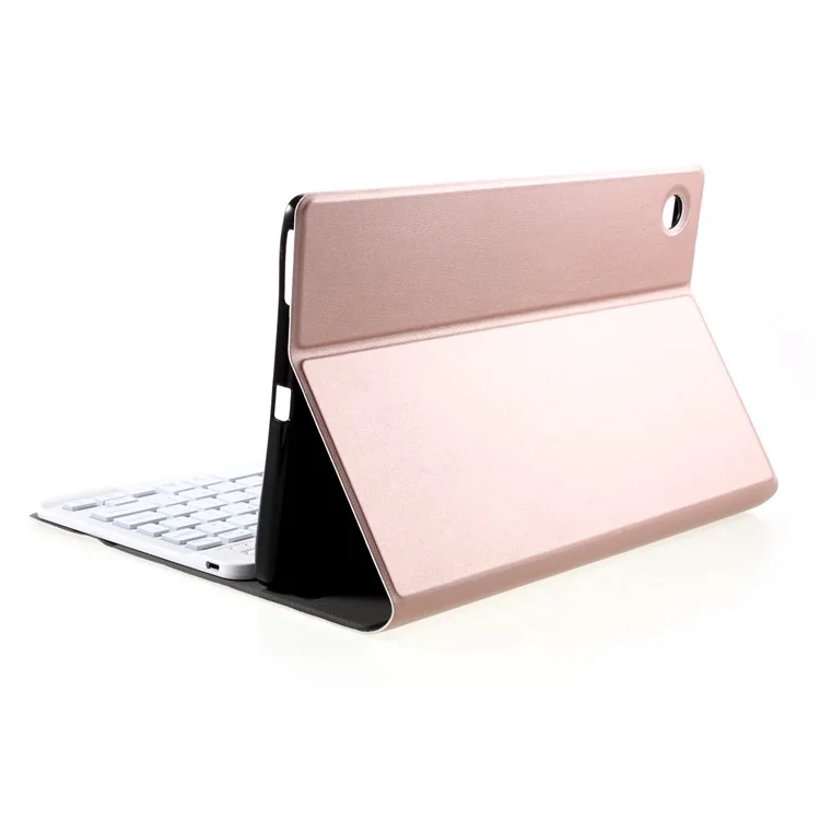 Bluetooth Backlight Keyboard Leather Stand Case for Lenovo Tab M10 Plus - Rose Gold