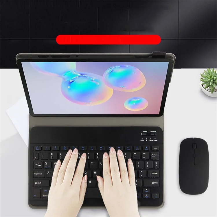 AJIUYU for Samsung Galaxy Tab S6 Leather Stand Tablet Case with Detachable Magnetic Wireless Keyboard (Without Touchpad)