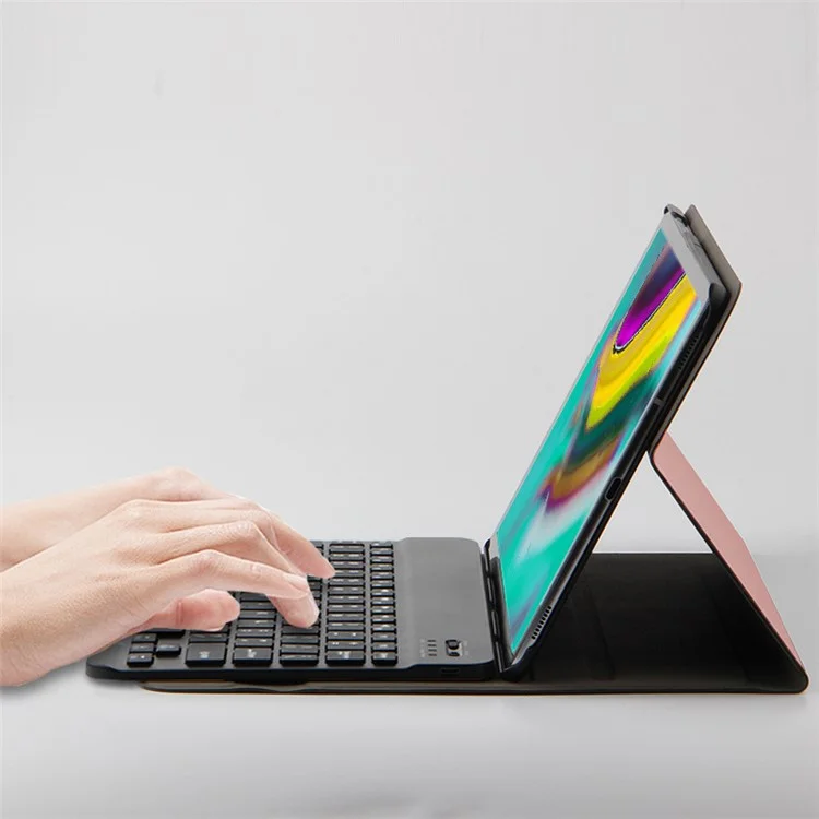 AJIUYU for Samsung Galaxy Tab S6 Leather Stand Tablet Case with Detachable Magnetic Wireless Keyboard (Without Touchpad)