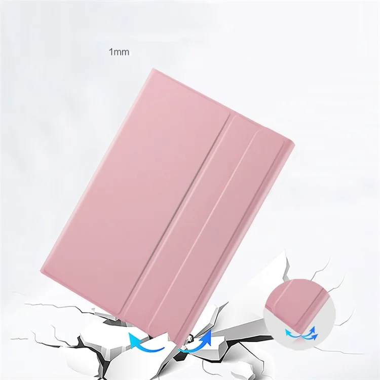 AJIUYU Para iPad 10.2 (2021) / (2020) / (2019) Teclado inalámbrico Bluetooth + Funda de cuero de color caramelo - Rosa
