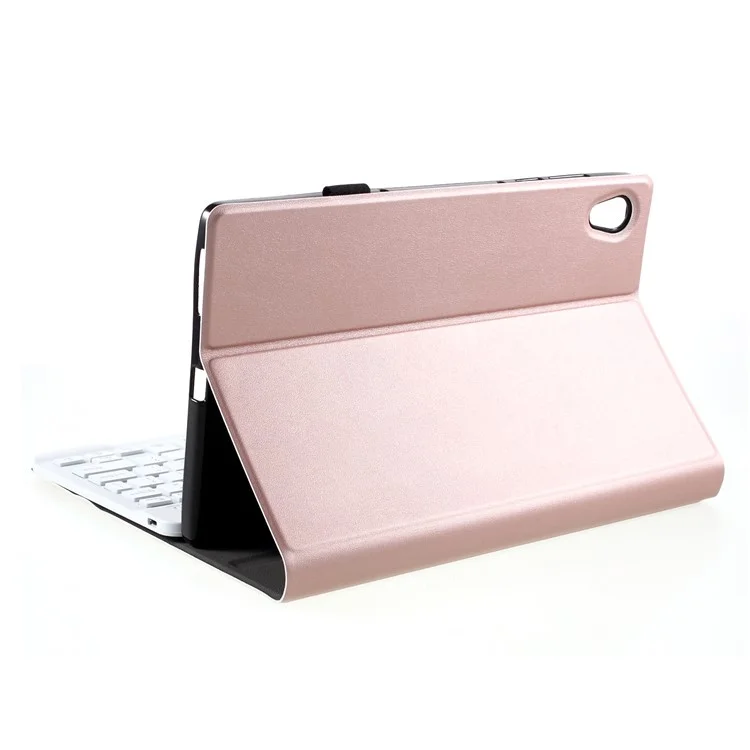 Bluetooth-compatible Backlight Keyboard Leather Stand Case for Lenovo Tab M10 HD Gen 2 X306F - Rose Gold