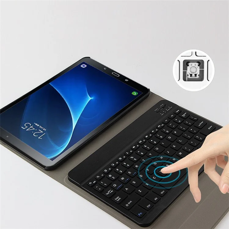 Teclado Bluetooth Sem Fio AJIUYU + Shell De Couro Para Samsung Galaxy Tab A 10.1 (2016) - Preto