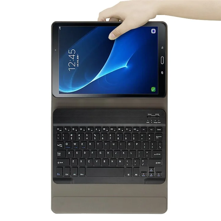 Teclado Bluetooth Sem Fio AJIUYU + Shell De Couro Para Samsung Galaxy Tab A 10.1 (2016) - Preto