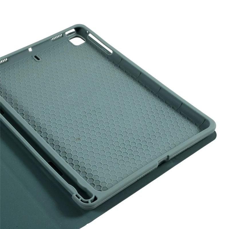 Skin Texture Leather Case+Bluetooth-compatible Keyboard with Backlit for iPad Mini 2/iPad Mini/iPad Mini 4/iPad Mini (2019) 7.9 inch - Dark Green