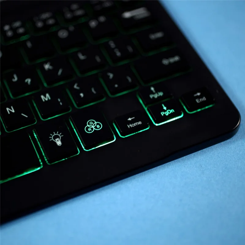 Skin Texture Leather Case+Bluetooth-compatible Keyboard with Backlit for iPad Mini 2/iPad Mini/iPad Mini 4/iPad Mini (2019) 7.9 inch - Dark Green