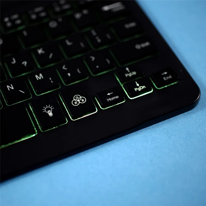 Skin Texture Leather Case+Bluetooth-compatible Keyboard with Backlit for iPad Mini 2/iPad Mini/iPad Mini 4/iPad Mini (2019) 7.9 inch - Dark Green