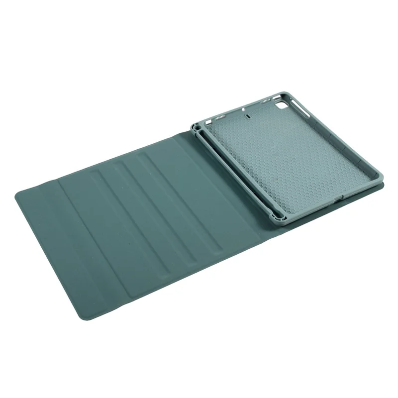 Skin Texture Leather Case+Bluetooth-compatible Keyboard with Backlit for iPad Mini 2/iPad Mini/iPad Mini 4/iPad Mini (2019) 7.9 inch - Dark Green
