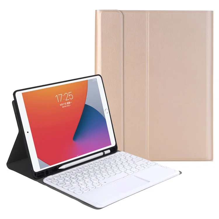 YA102B-A Bluetooth-compatible Keyboard Leather Case for iPad 10.2 (2021)/(2020)/(2019)/Air 10.5 inch (2019)/Pro 10.5 inch (2017) - Gold
