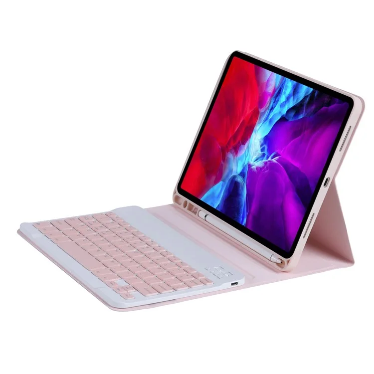 Tastiera Bluetooth in Pelle C-11b Candy Color Case Bluetooth Con Slot a Penna Per Ipad Pro 11 Pollici (2021) - Rosa