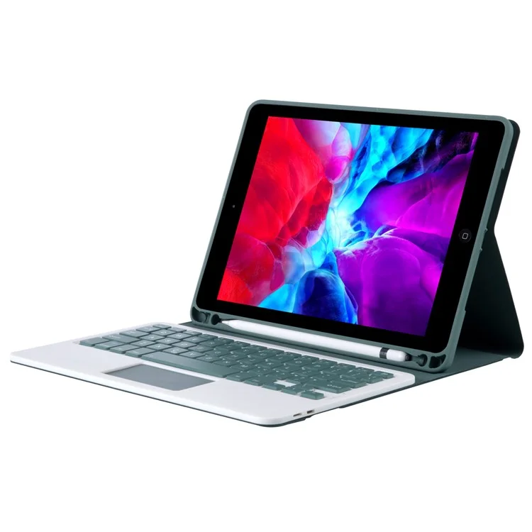Capa com Suporte de Couro e Teclado Bluetooth T11B-A para iPad Air 11 (2024) / Air (2020) / (2022) / Pro 11 (2018) / (2020) / (2021) / (2022) - Verde Escuro