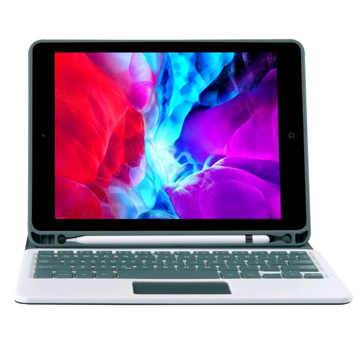 Capa com Suporte de Couro e Teclado Bluetooth T11B-A para iPad Air 11 (2024) / Air (2020) / (2022) / Pro 11 (2018) / (2020) / (2021) / (2022) - Verde Escuro