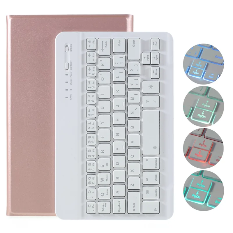 A220S 2 in 1 Bluetooth Keyboard Stand Smart Leather Tablet Shell Case with Backlight for Samsung Galaxy Tab A7 Lite 8.7-inch T220/T225 - Rose Gold