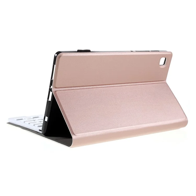 A220 Bluetooth Keyboard Leather Tablet Protective Stand Shell Case Cover for Samsung Galaxy Tab A7 Lite 8.7-inch T220/T225 - Rose Gold