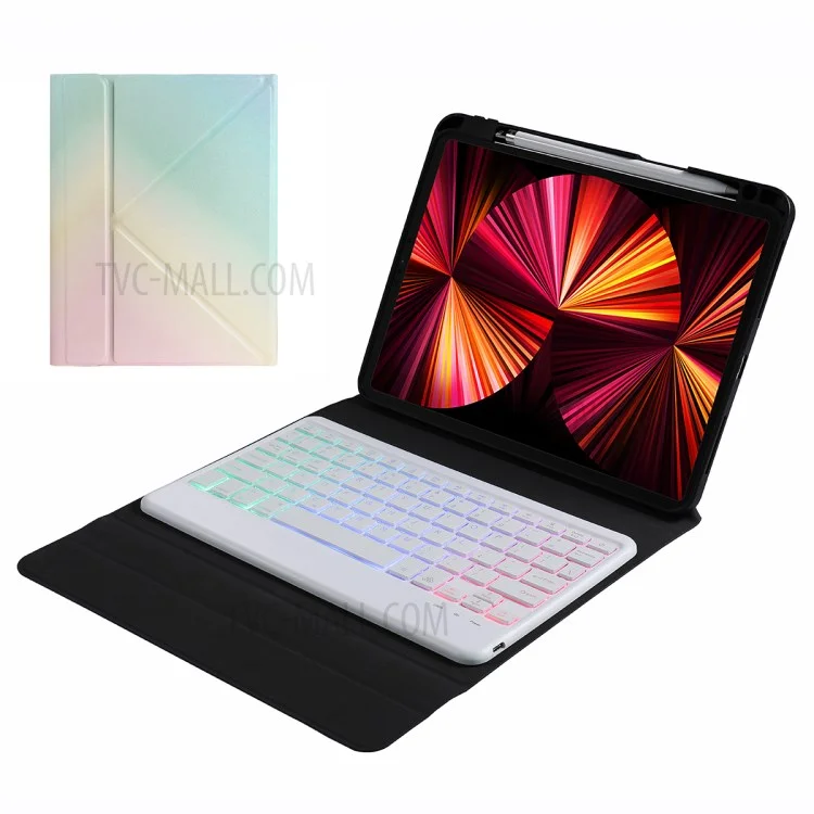 Étui en cuir avec clavier Bluetooth pour iPad Pro 11 pouces (2022 / 2021 / 2020 / 2018) / Air 11 (2024) / Air (2022) / (2020) - Multicolore