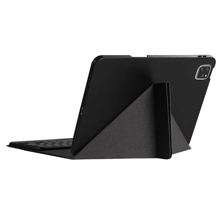 B011 Trid-fold Stand Bluetooth Keyboard Tablet Case Cover with Pen Slot for iPad Pro 11-inch (2021/2020/2018)/iPad Air (2022)/(2020) - Black