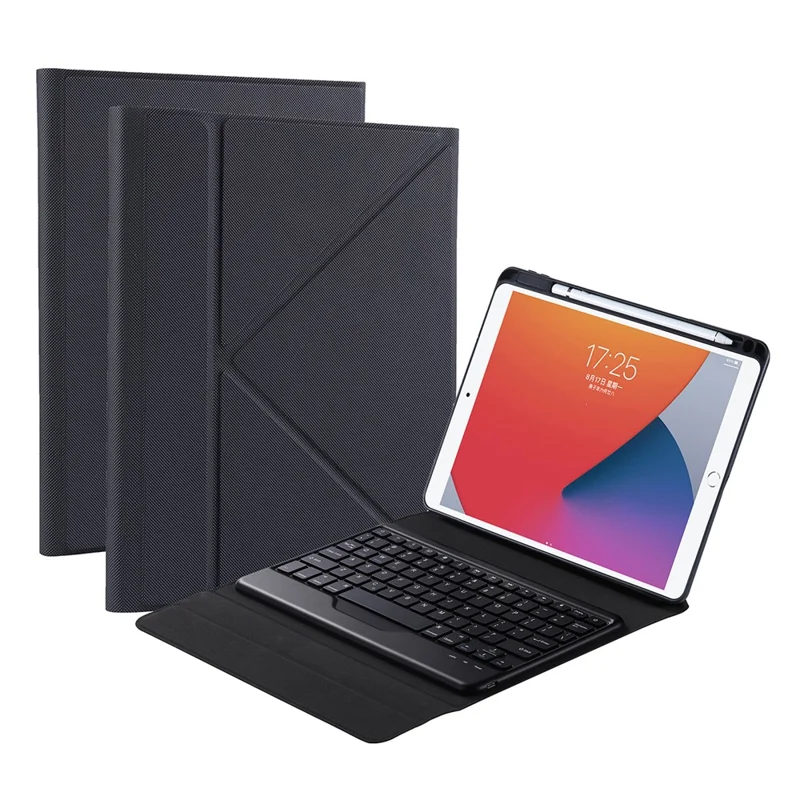 B09 Leather Cover Shell + Wireless Bluetooth Keyboard Combo Set for iPad 10.2 (2021)/(2020)/(2019)/Pro 10.5-inch (2017)/Air 10.5 inch (2019) - Black