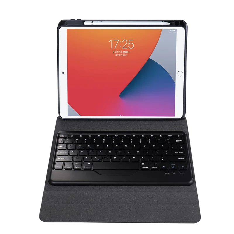 B09 Leather Cover Shell + Wireless Bluetooth Keyboard Combo Set for iPad 10.2 (2021)/(2020)/(2019)/Pro 10.5-inch (2017)/Air 10.5 inch (2019) - Black