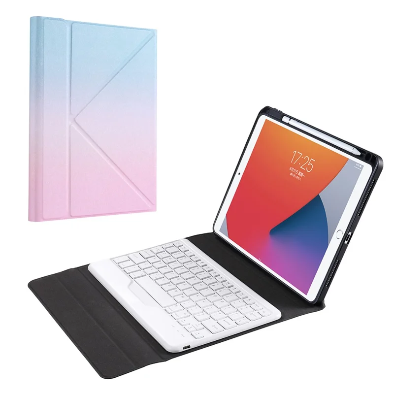 B09 Leather Cover Shell + Wireless Bluetooth Keyboard Combo Set for iPad 10.2 (2021)/(2020)/(2019)/Pro 10.5-inch (2017)/Air 10.5 inch (2019) - Pink / Blue