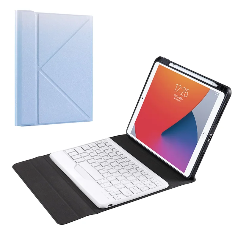 B09 Leather Cover Shell + Wireless Bluetooth Keyboard Combo Set for iPad 10.2 (2021)/(2020)/(2019)/Pro 10.5-inch (2017)/Air 10.5 inch (2019) - Purple