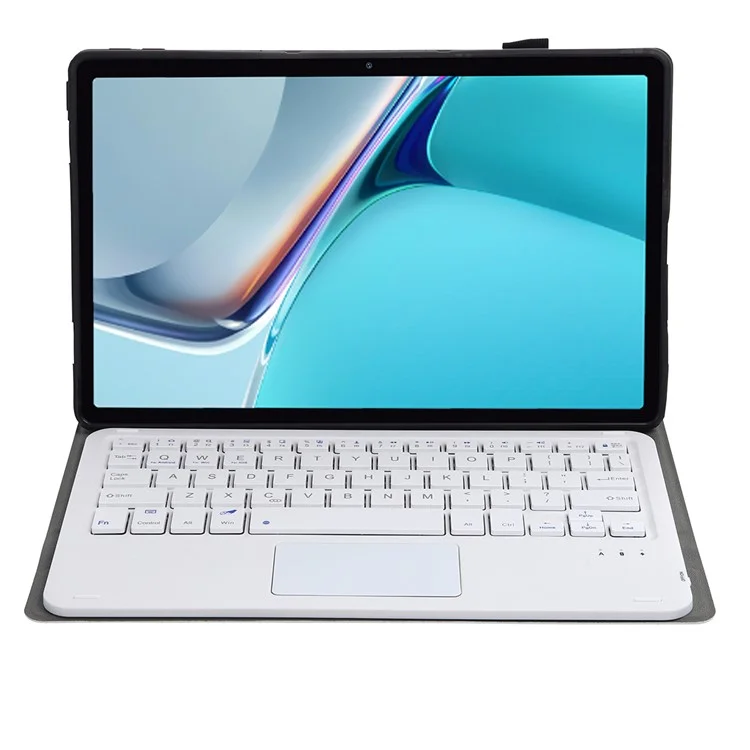 AW11-A Super Slim Wireless Bluetooth-compatible Keyboard TPU Inner + Leather Protective Case with Touch Mouse for Huawei MatePad 11 (2021) (DBY-W09) - Rose Gold