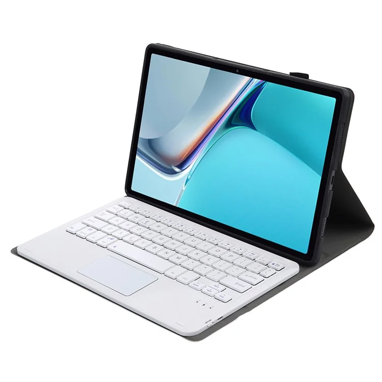 AW11-A Super Slim Wireless Bluetooth-compatible Keyboard TPU Inner + Leather Protective Case with Touch Mouse for Huawei MatePad 11 (2021) (DBY-W09) - Rose Gold
