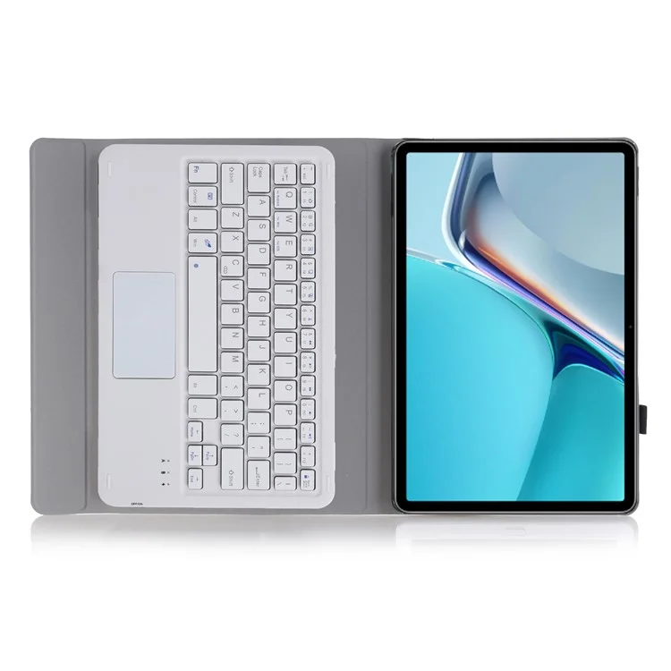 AW11-A Super Slim Wireless Bluetooth-compatible Keyboard TPU Inner + Leather Protective Case with Touch Mouse for Huawei MatePad 11 (2021) (DBY-W09) - Rose Gold