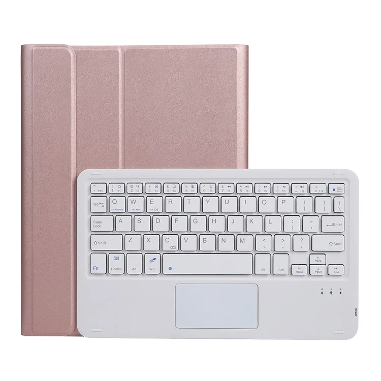 AW11-A Super Slim Wireless Bluetooth-compatible Keyboard TPU Inner + Leather Protective Case with Touch Mouse for Huawei MatePad 11 (2021) (DBY-W09) - Rose Gold