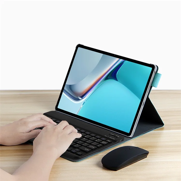 Wireless Bluetooth-compatible Keyboard + Leather Tablet Cover Shell for Huawei MatePad 11 (2021) - Green