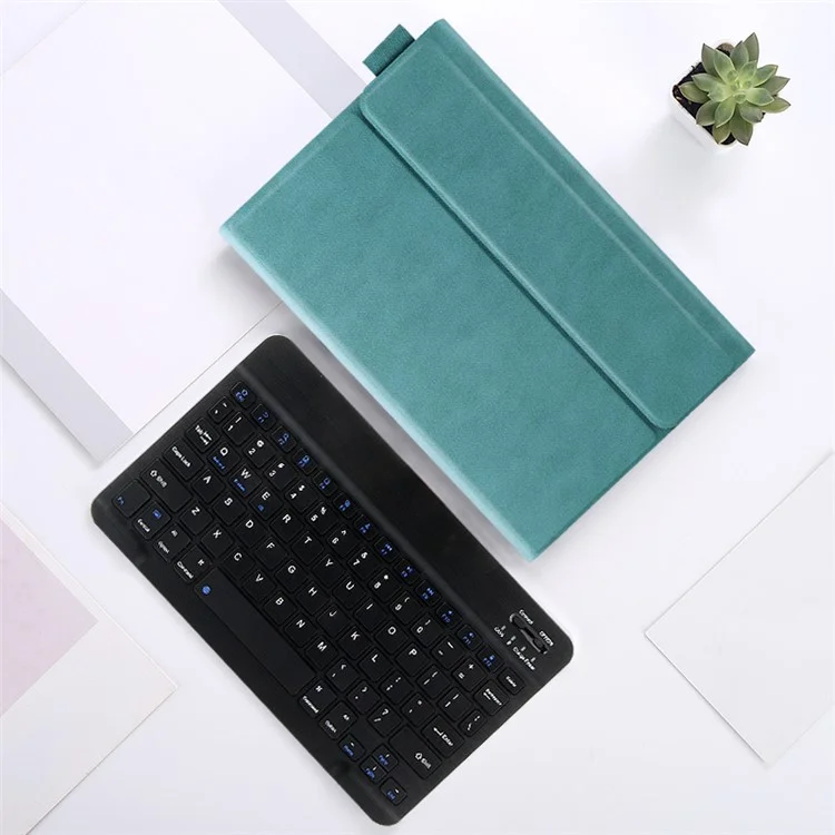 Wireless Bluetooth-compatible Keyboard + Leather Tablet Cover Shell for Huawei MatePad 11 (2021) - Green